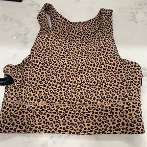 Leopard Print Sports Bra - Tan & Black